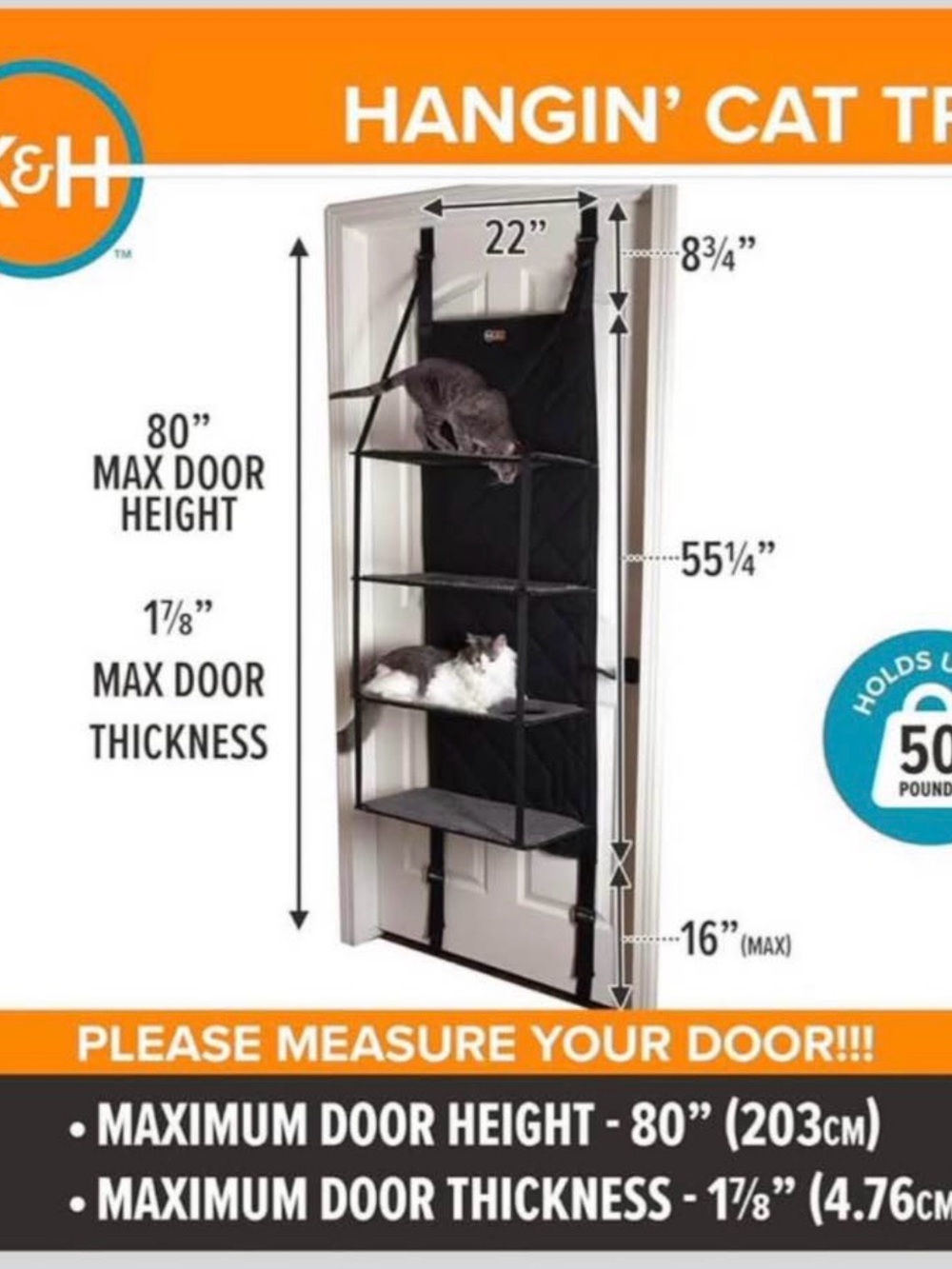 K & H pets Black/Gray Over-the-Door Cat Shelf Tower - Picture 2 of 4